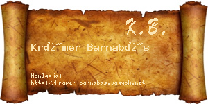 Krámer Barnabás névjegykártya